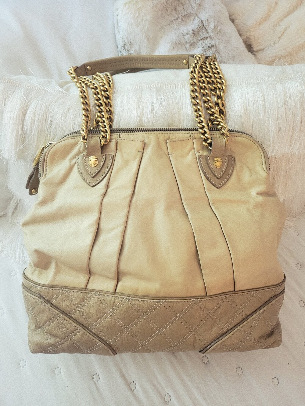 VTG Marc Jacobs Little Gordon Pleated Quilted Leather Bag Y2K